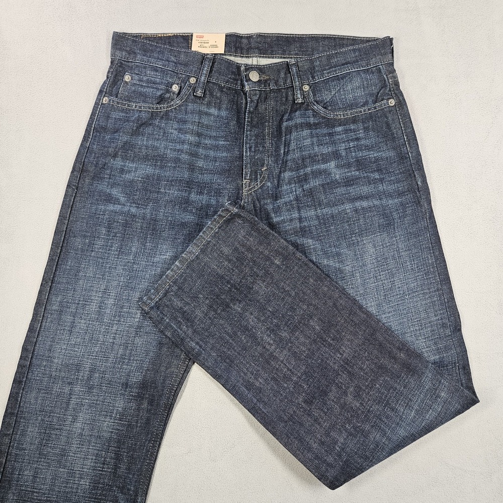 Levis 514 Jeans Mens 34x32 Straight Fit Dark Wash Whiskering Denim Skater